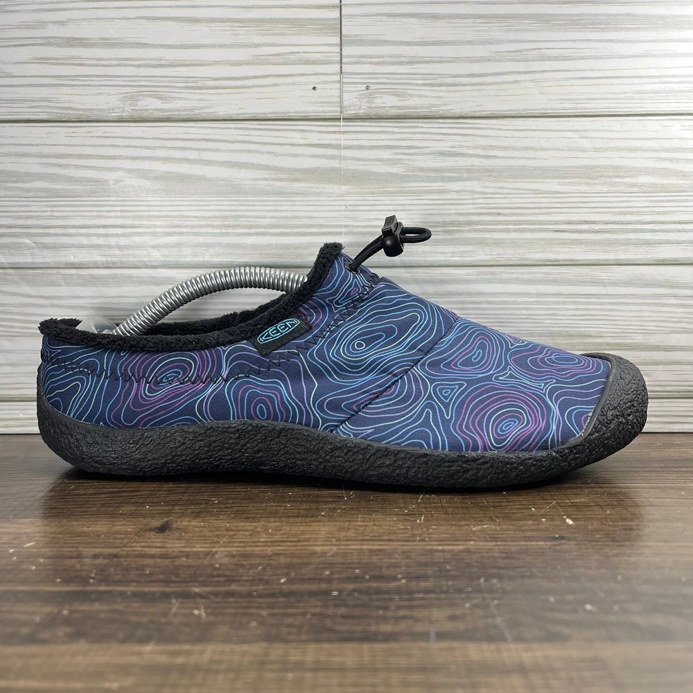Keen Howser III Slide Topographic Pattern Women's Blue Black Shoes - W 8.5